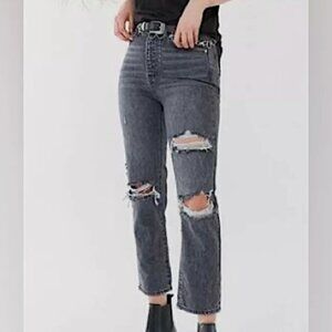 BDG Slim Straight Black Distressed Jeans Mom Jeans Women's Size 28 Grunge Punk
